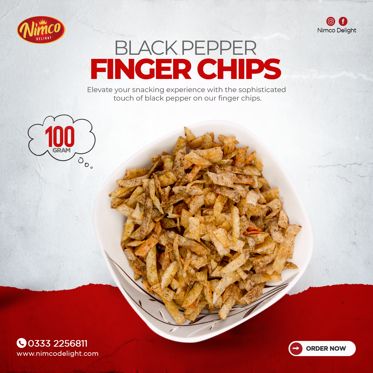 Black Pepper Finger Chips (100 gm)